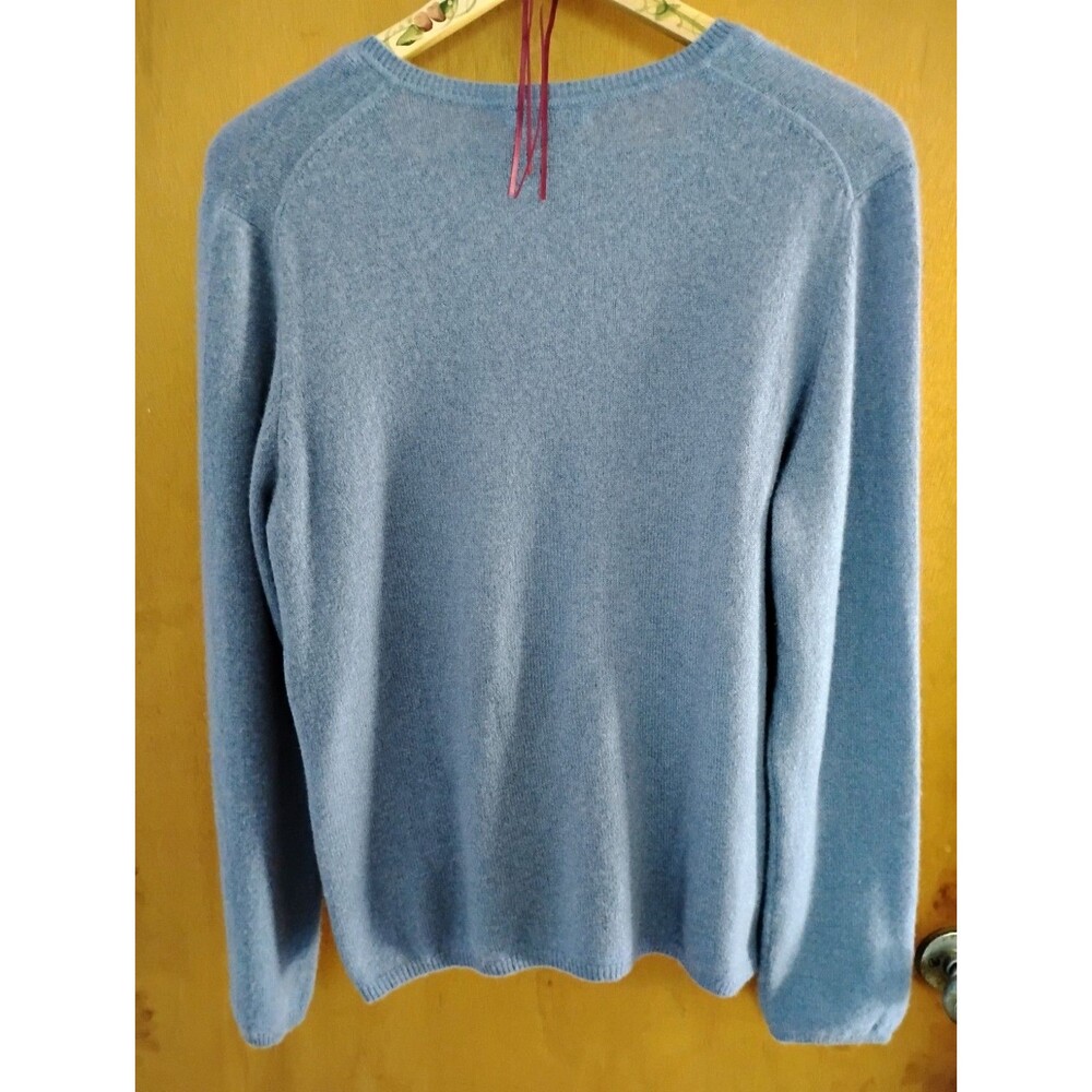 Cashmere By Charter Club Light Baby Blue V neck Pullover Sweater Sz Petite Large - Picture 7 of 13